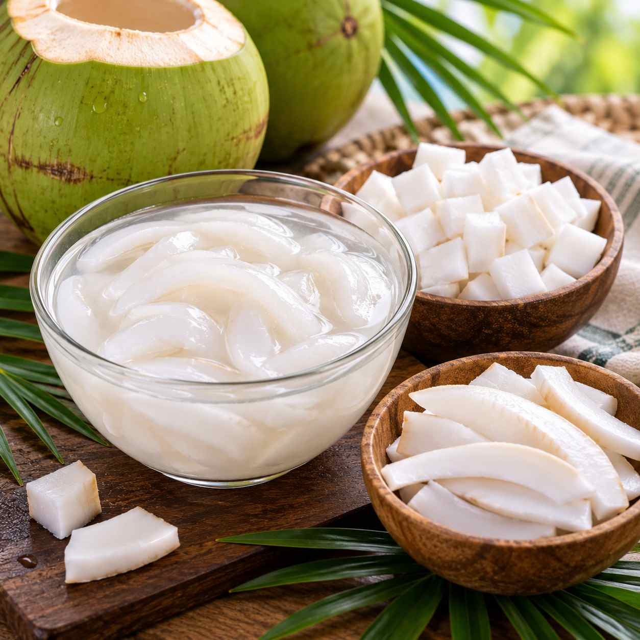 Tender coconut pulp — soft malai, tidbits, dices and shredded