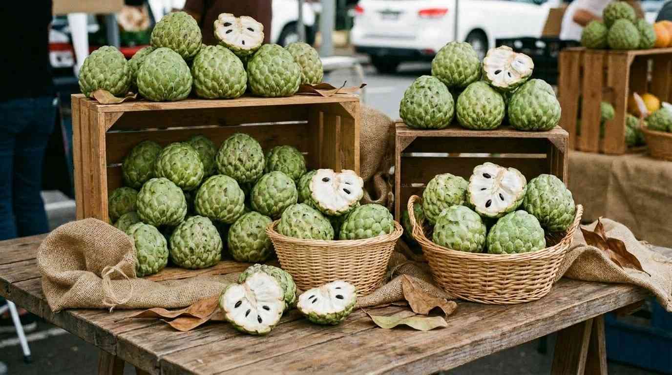 Ripe custard apple / sitaphal ready for pulping
